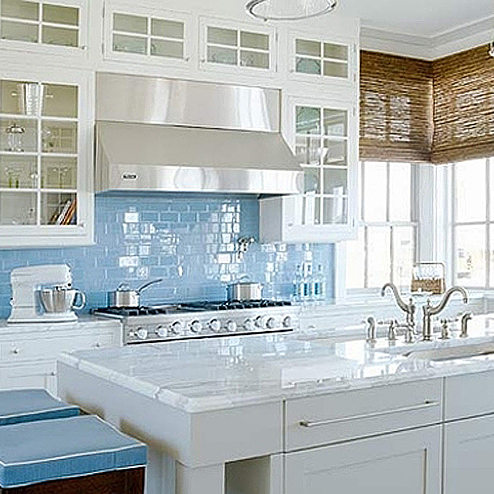 Kitchen Backsplash Pictures Subway, Cobalt Blue Glass Subway Tile