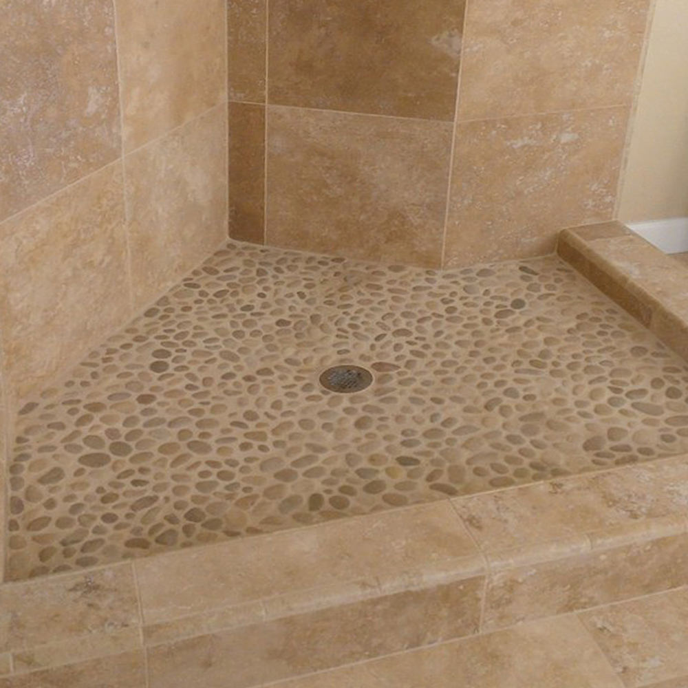 Java Tan Pebble Tile Shower Flooring