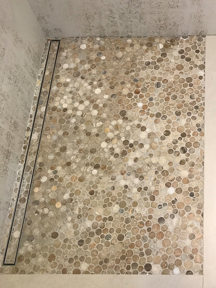 glazed mixed quartz moon mosaic morden shower floor
