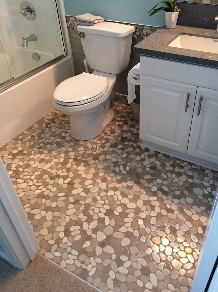Sliced Java Tan and White Bathroom Flooring