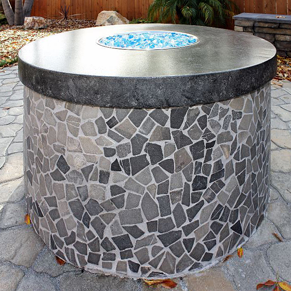 Marble Grey Stone Mosaic Fire Pit