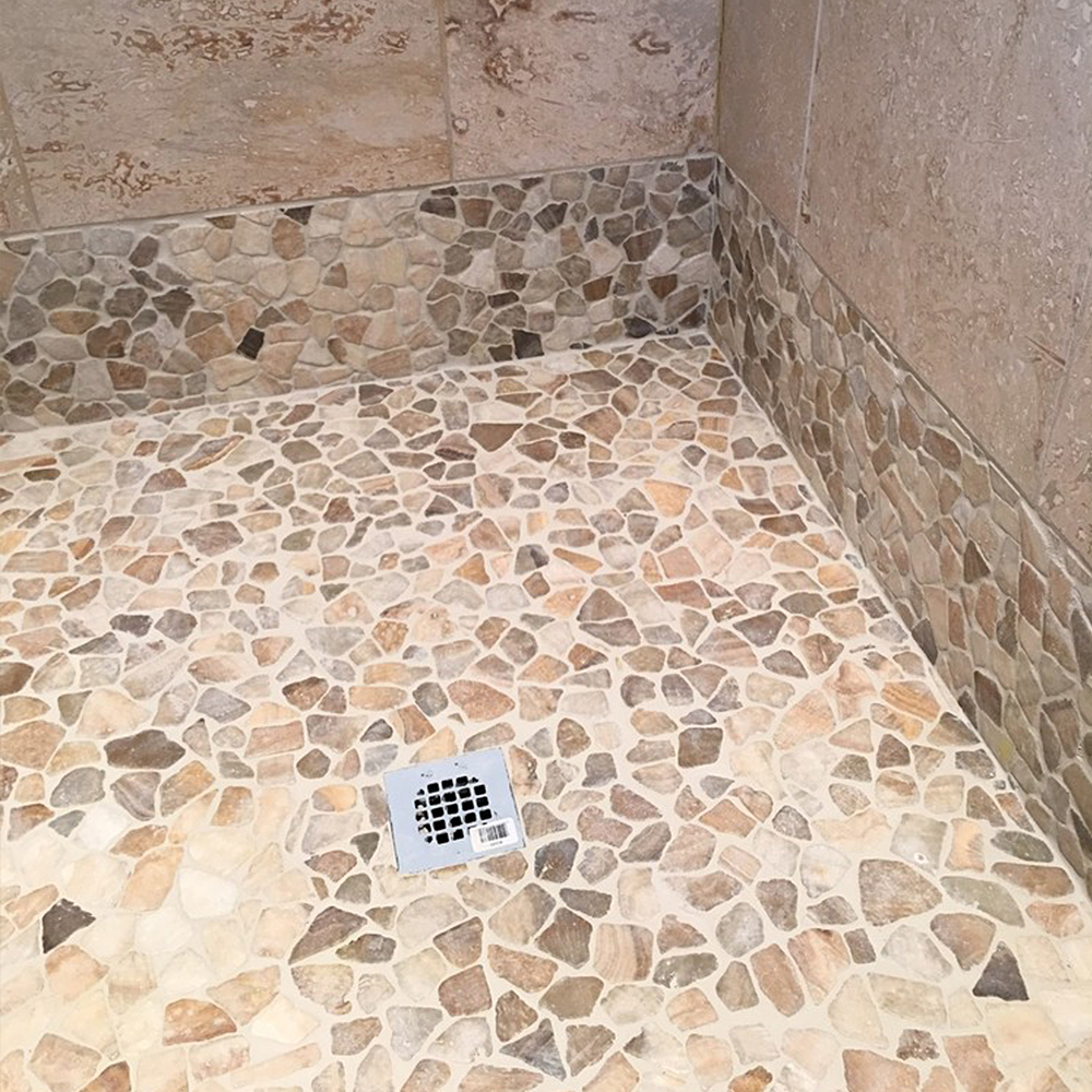 Quartz Mosaic Tile Shower Flooring and Wall Accent