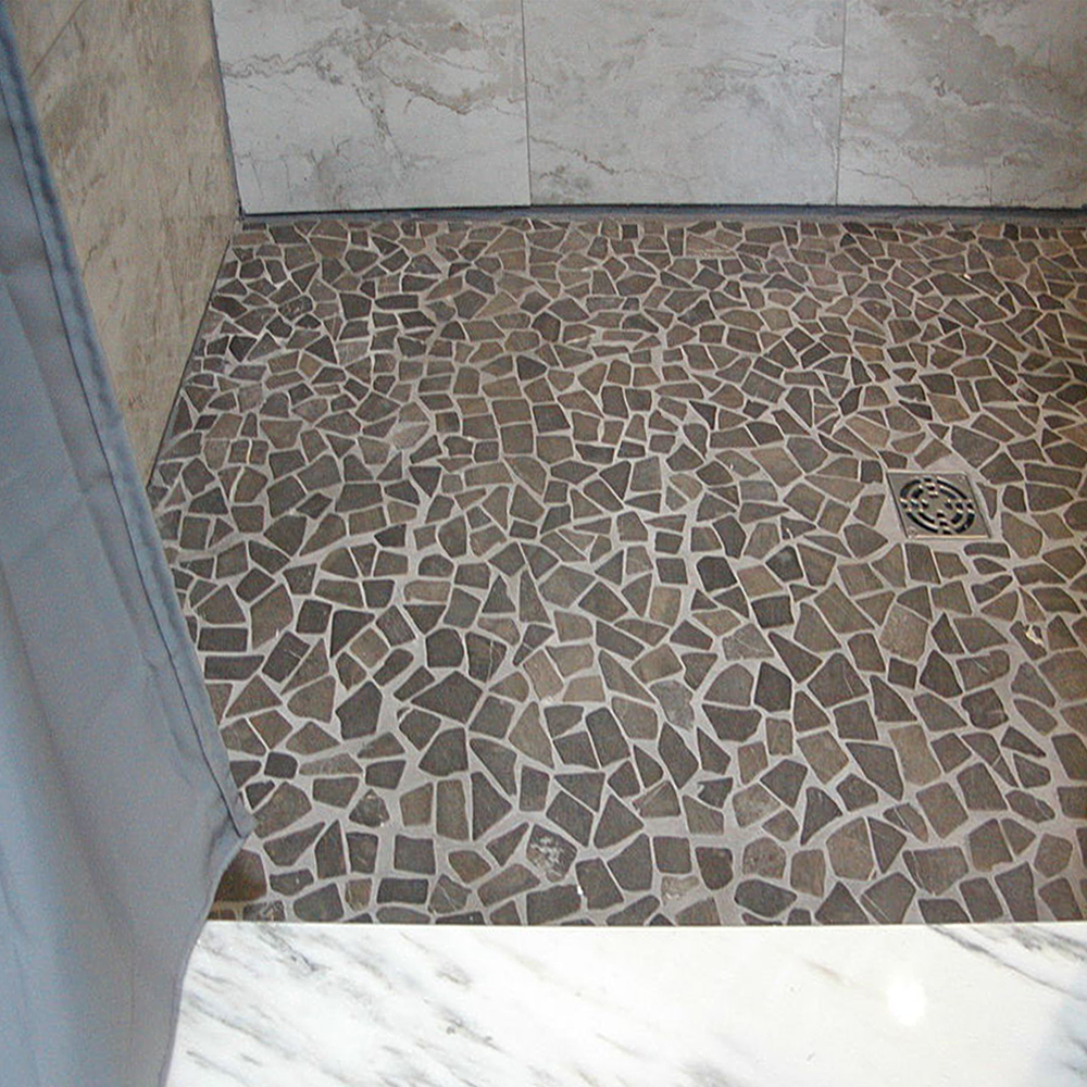 Grey Marble Mosaic Tile Shower Flooring