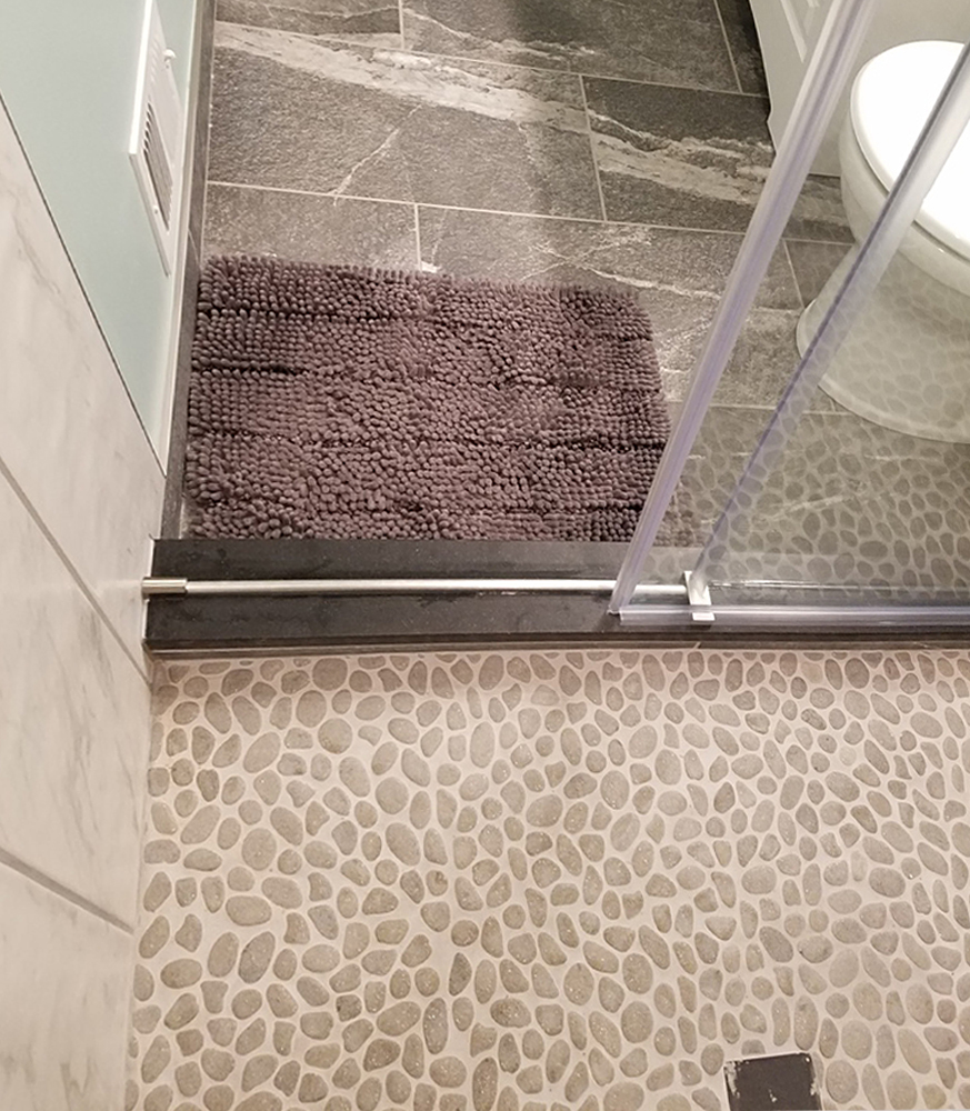 Primo Grey Pebble Tile Shower Pan