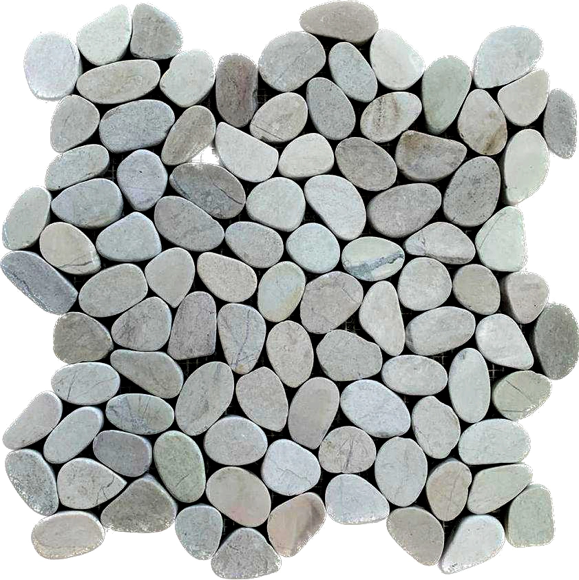 White Small Sliced Pebble Tile