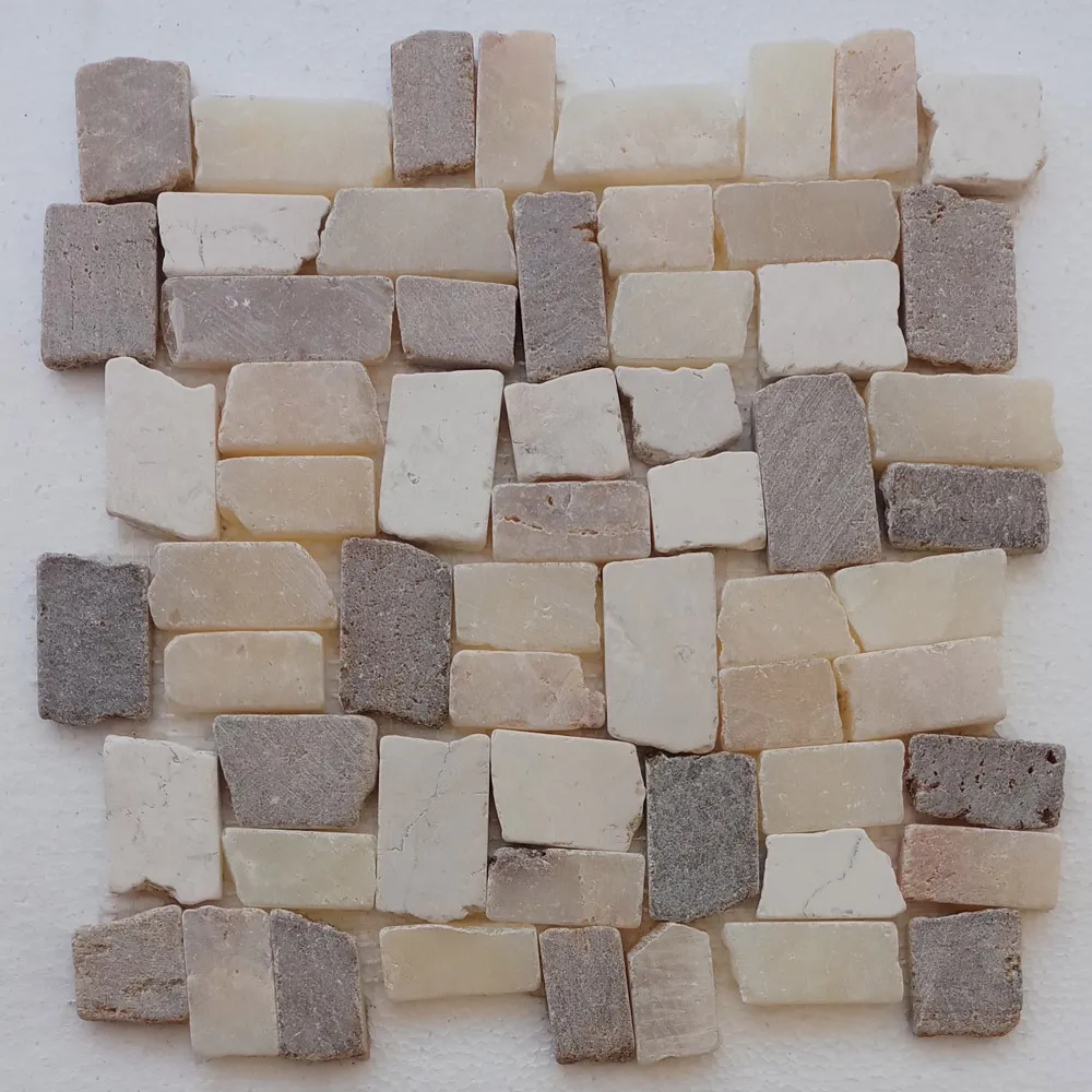 Mixed Ecru White Tan And White Quartz Blocks Mosaic Tile