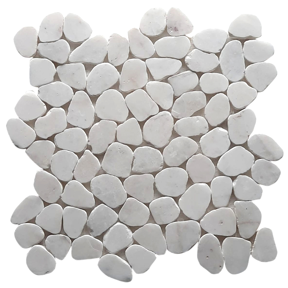 Milky White Small Round Sliced Pebble Tile