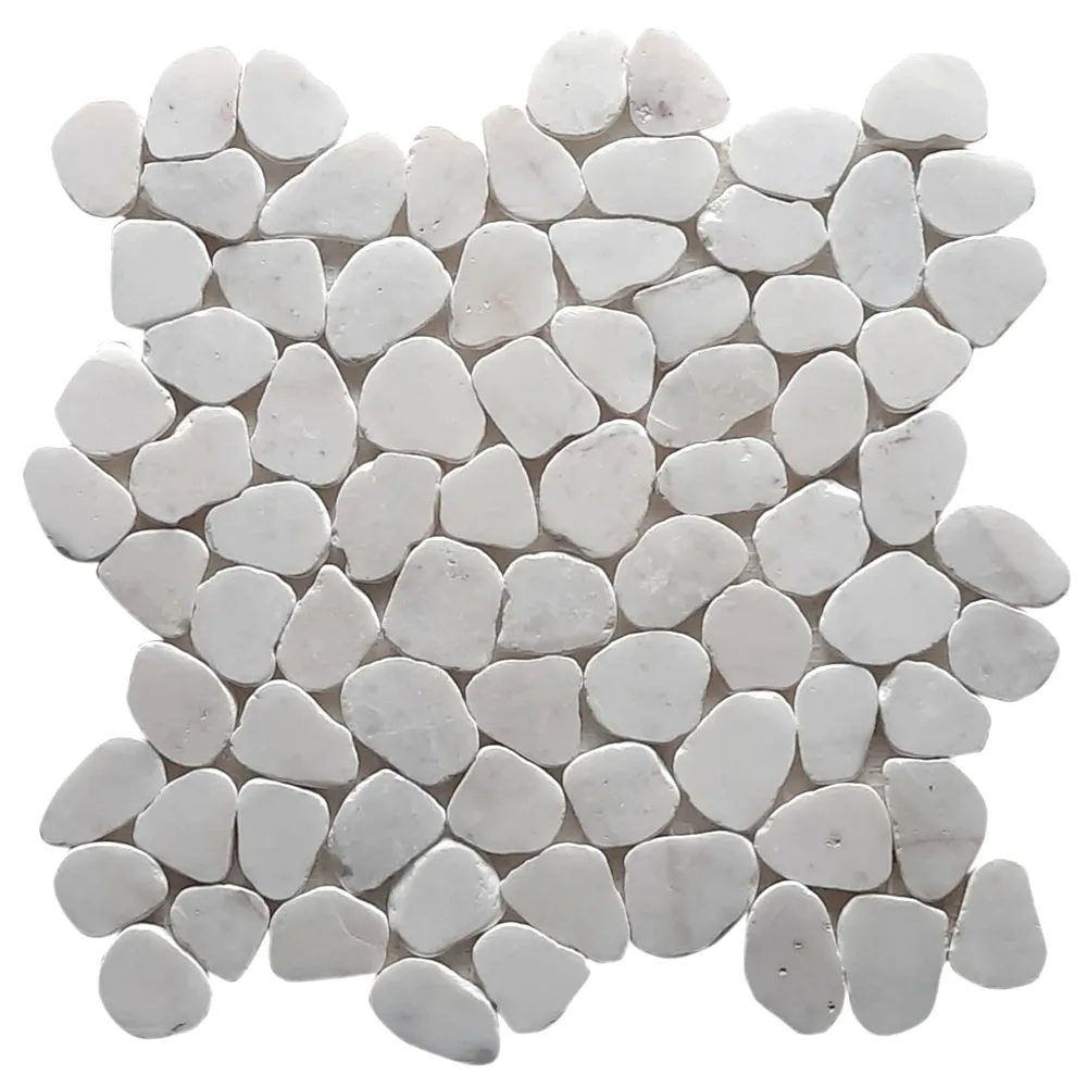 Milky White Small Round Sliced Pebble Tile