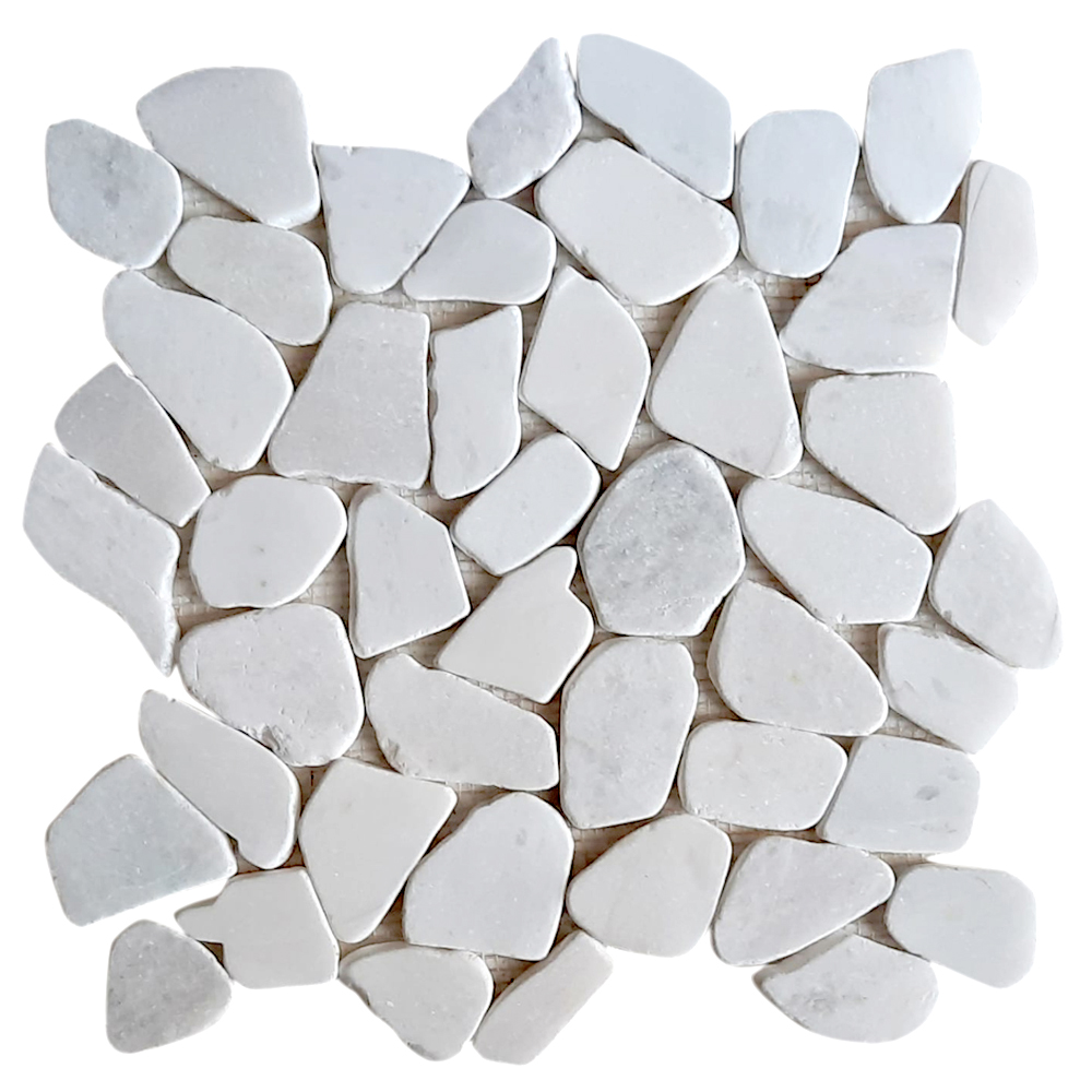 Milky White Pebble Stone Mosaic Tile