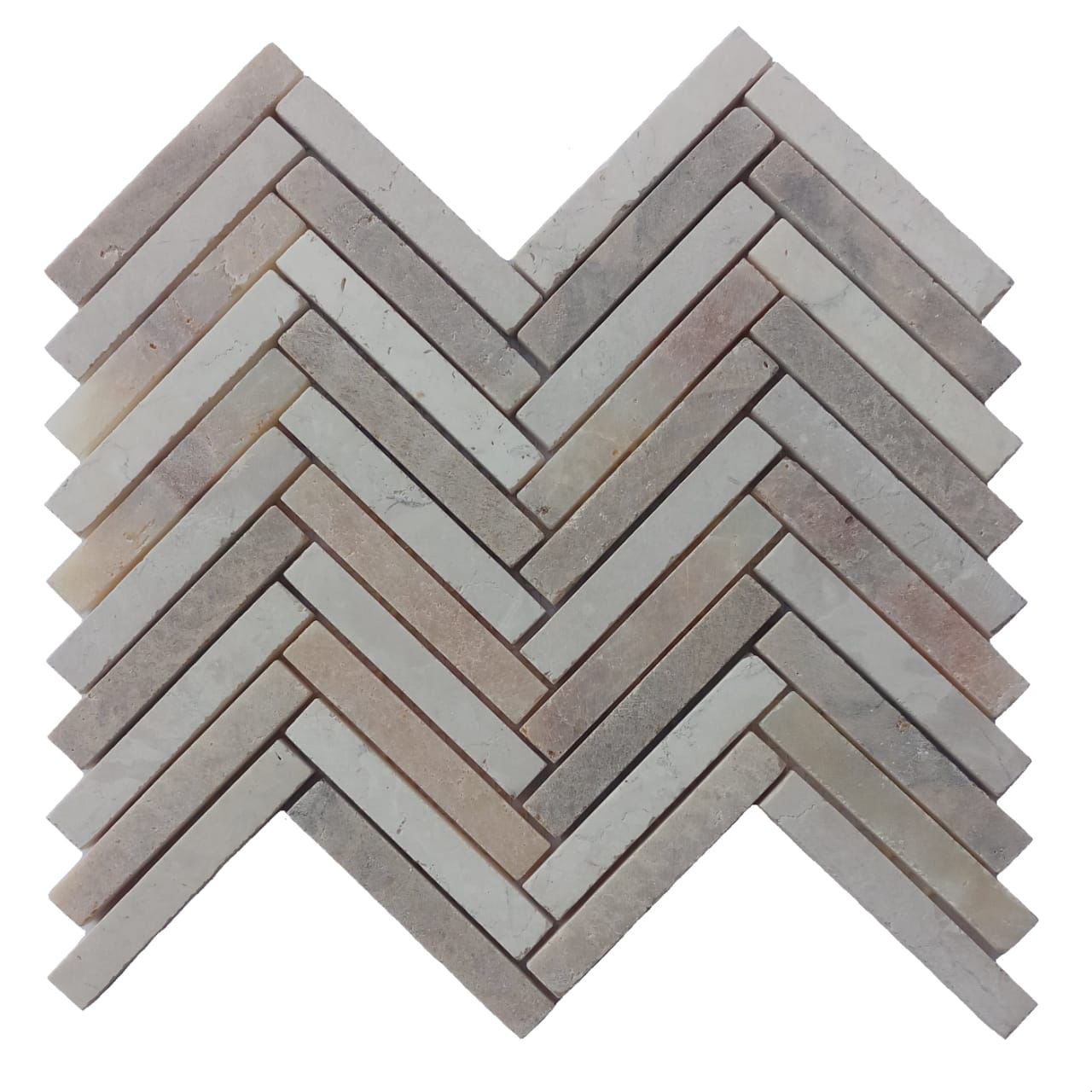 Mixed White And Onyx And Sunset Small Chevron Mosaic Tile