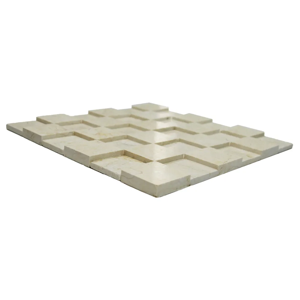 3d Polished Cream Squares Stone Tile