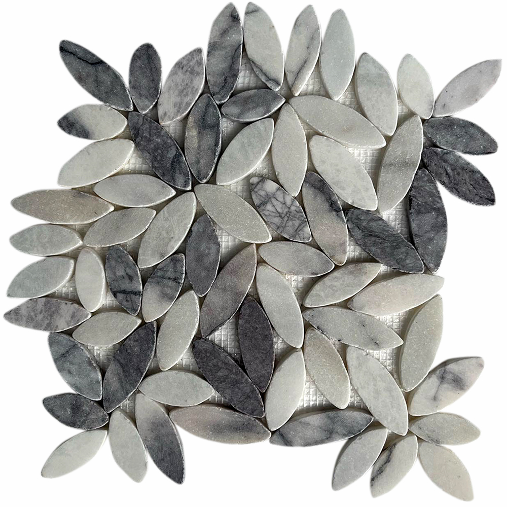 Milas Lilac Flower Flat Sliced Pebble Tile