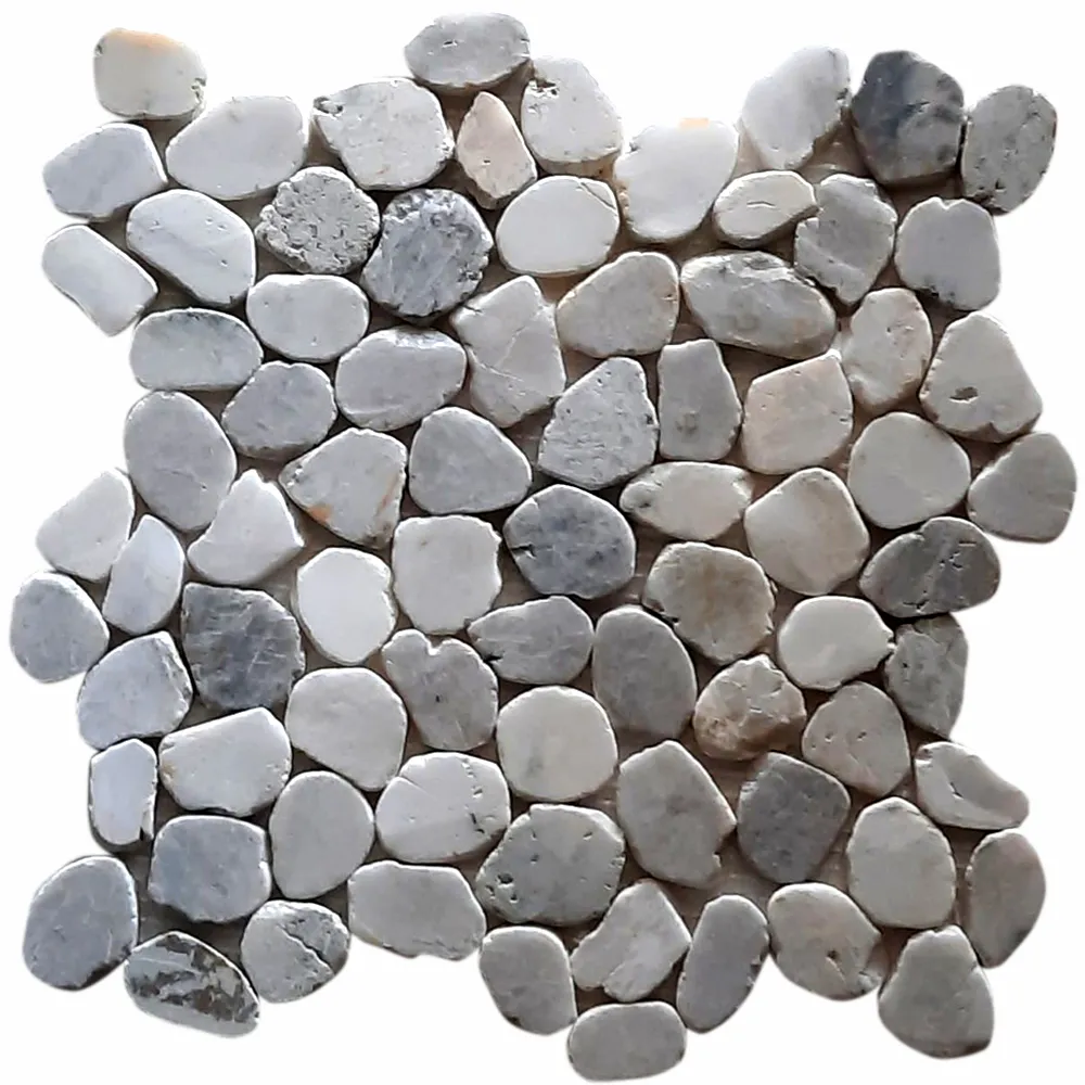 Glacier White Small Round Sliced Pebble Tile
