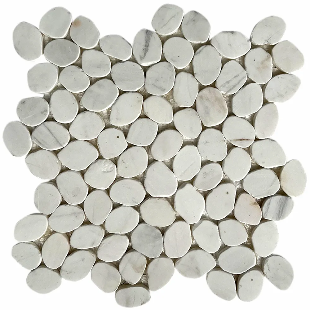 Bianco Dolomite Small Round Sliced Pebble Tile
