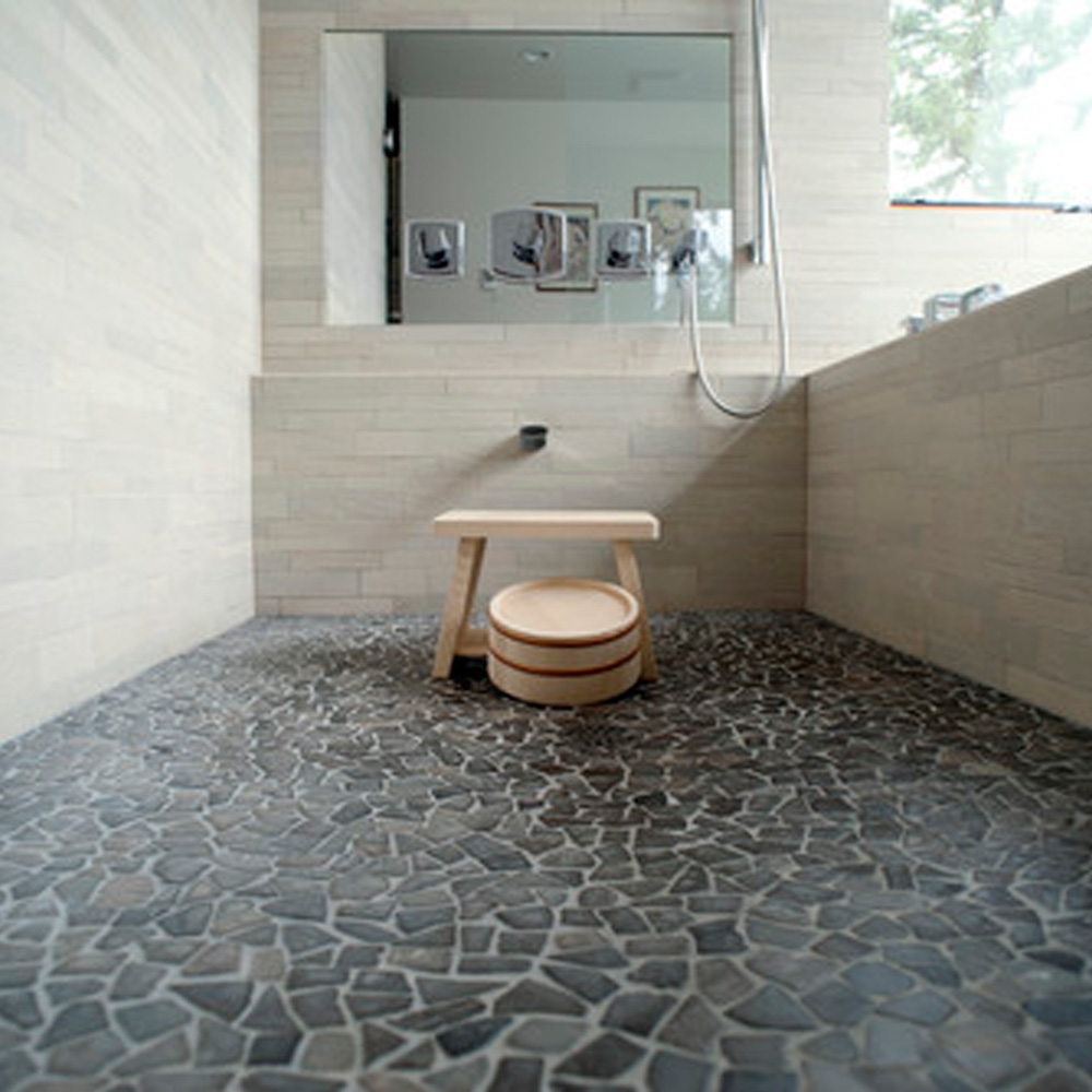 Glazed Grey Stone Mosaic Tile Shower Floor Tilehub