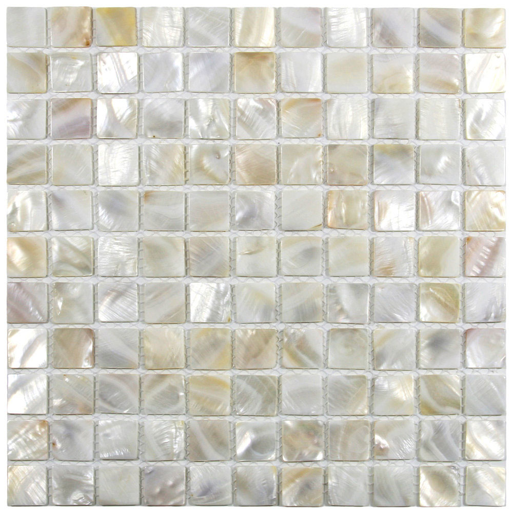 Cream 1" x 1" Pearl Shell Tile - Pebble Tile Shop