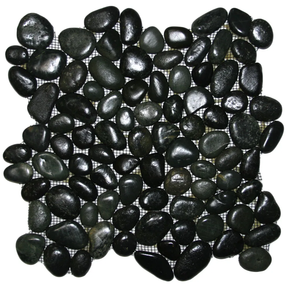 Glazed Charcoal Black Pebble Tile