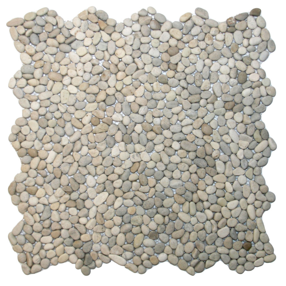 Sliced Java Tan Pebble Tile 1 sq.ft. Mesh Mounted