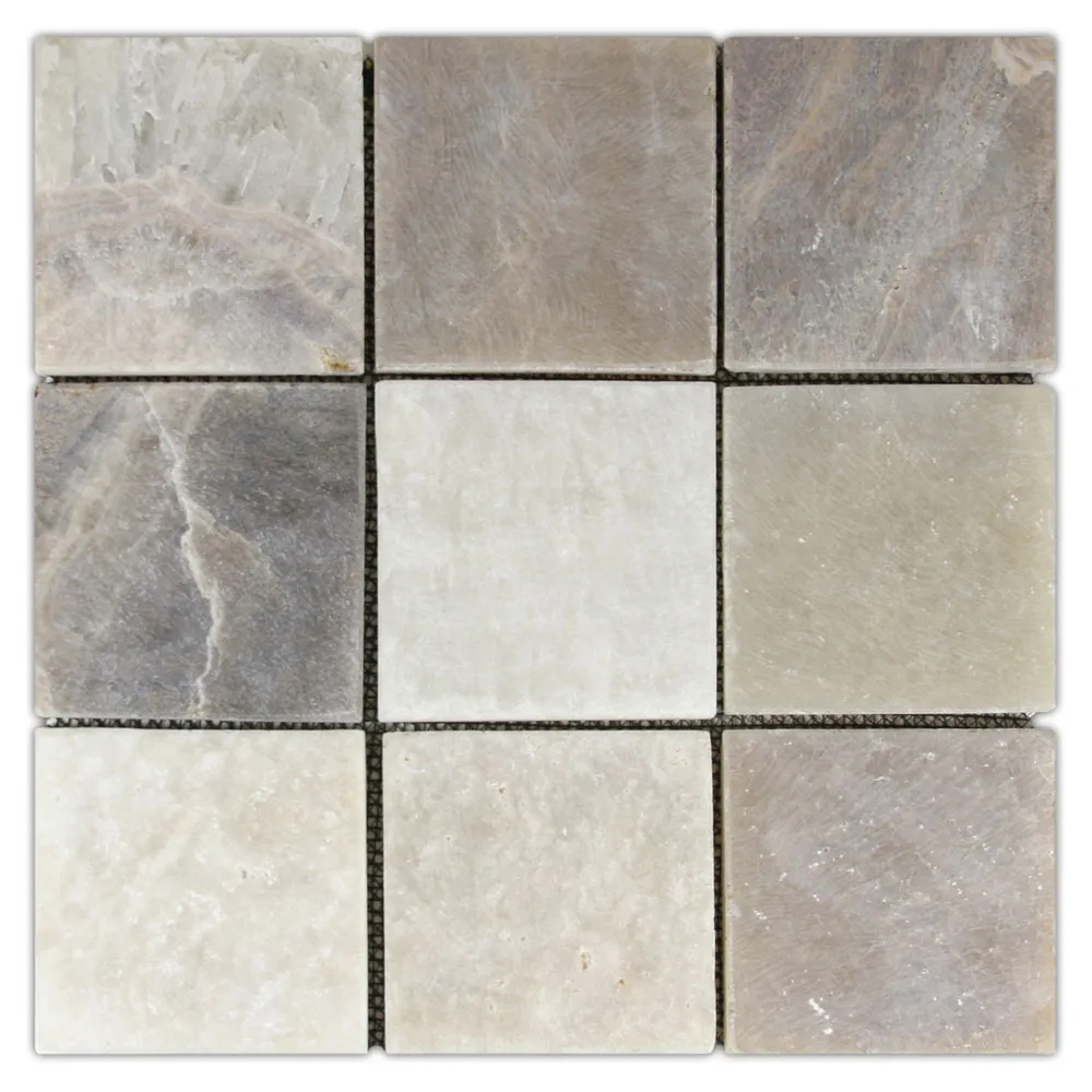 Mixed Quartz 4" x 4" Stone Mosaic Tile