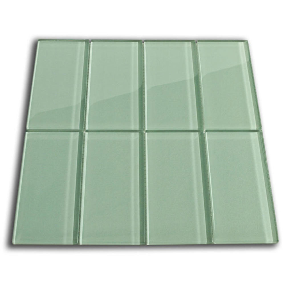 Sage Green Glass Subway Tile Kitchen Backsplash - Tilehub