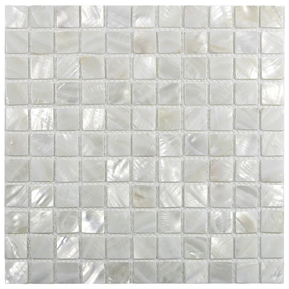 White 1" x 1" Pearl Shell Tile