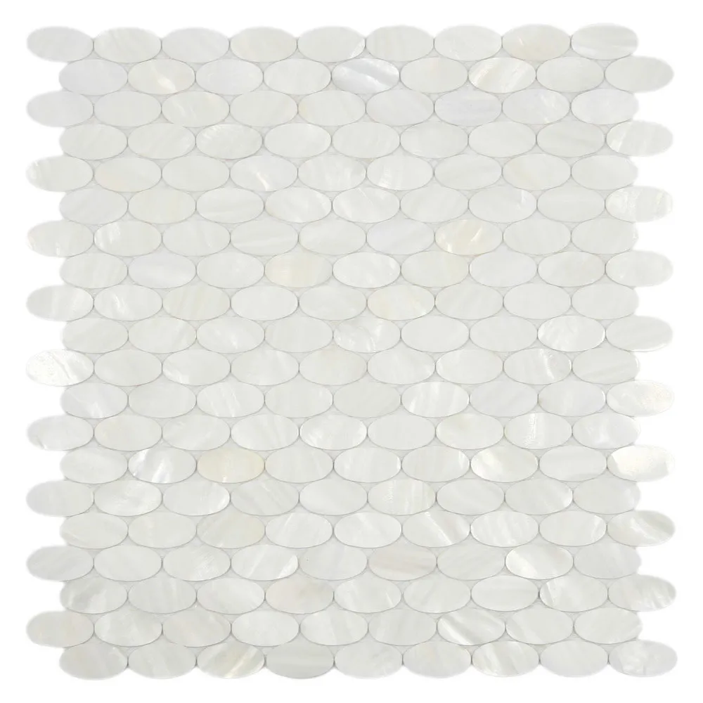 White Oval Pearl Shell Tile