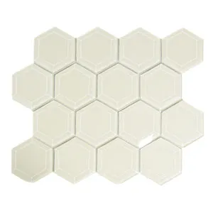 Cream Hexagon Beveled Glass Tile