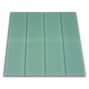 Frosted Sage Green Glass Subway Tile