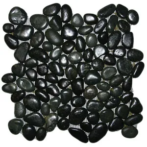 Glazed Charcoal Black Pebble Tile