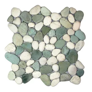 Sea Green and White Pebble Tile