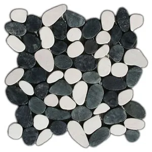 Sliced Black and White Pebble Tile
