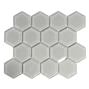 Smoke Hexagon Beveled Glass Tile