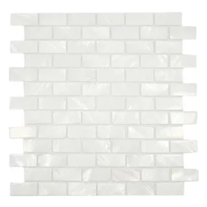 White 1x2 Pearl Shell Tile