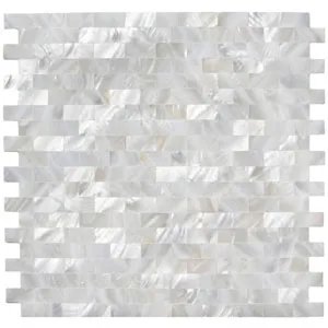 White Brick Groutless Pearl Shell Tile