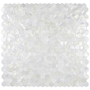 White Hexagon Groutless Pearl Tile