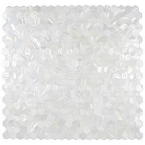White Hexagon Groutless Pearl Tile