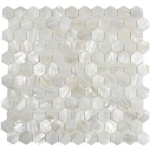 White Hexagon Pearl Shell Tile