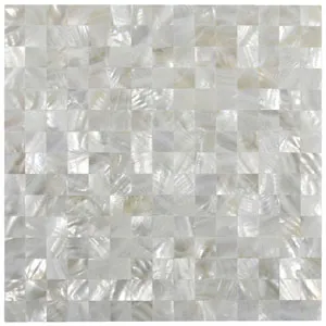 White Square Groutless Pearl Shell Tile